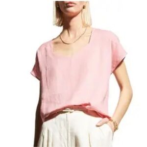 Harshman Arpe Short-sleeve Linen Blouse soft pink